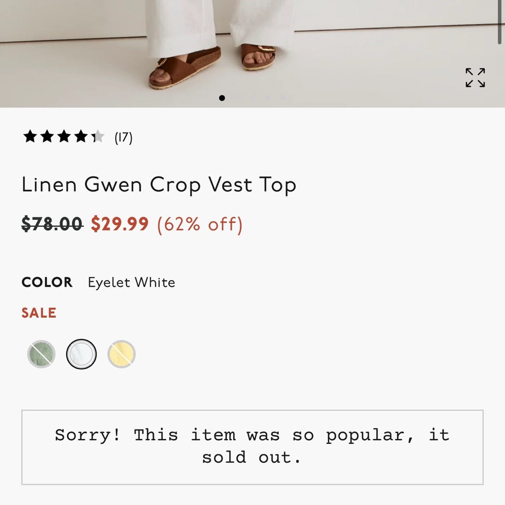 Madewell Gwen Crop Top Linen Vest🌿 - Picture 13 of 16